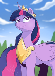 Size: 1280x1764 | Tagged: safe, artist:saturdaymorningproj, imported from derpibooru, twilight sparkle, alicorn, pony, the last problem, crown, female, jewelry, looking up, mare, monochrome, older, older twilight, peytral, princess twilight 2.0, regalia, solo, twilight sparkle (alicorn)