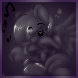 Size: 5000x5000 | Tagged: safe, artist:tai kai, imported from derpibooru, oc, oc:winterlight, floating heart, heart, musical instrument, ocarina, shaded sketch, sitting, unshorn fetlocks