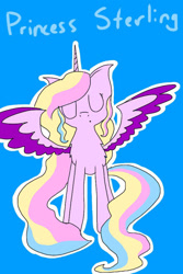 Size: 640x960 | Tagged: safe, artist:gallantserver, imported from derpibooru, princess sterling, alicorn, pony, eyes closed, female, solo