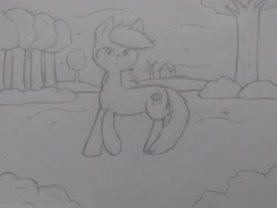 Size: 4160x3120 | Tagged: safe, artist:sujeito estranho, imported from derpibooru, oc, oc only, earth pony, pony, female, solo, traditional art, tree, windmill