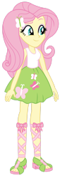 Size: 1024x3012 | Tagged: safe, artist:emeraldblast63, imported from derpibooru, fluttershy, equestria girls, clothes, feet, female, lace sandals, redesign, sandals, simple background, skirt, solo, tanktop, transparent background