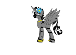 Size: 900x650 | Tagged: safe, artist:katmares, imported from derpibooru, queen parabola, alicorn, zebra, zebra alicorn, pony creator, female, flower, flower in hair, simple background, solo, transparent background