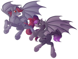 Size: 6752x5168 | Tagged: safe, artist:amazing-artsong, imported from derpibooru, oc, oc only, oc:flip trick, oc:hartstring, bat pony, pony, absurd resolution, female, mare, simple background, transparent background