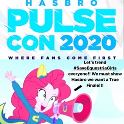 Size: 2048x2048 | Tagged: safe, artist:alexky2016, imported from derpibooru, pinkie pie, eqg summertime shorts, equestria girls, steps of pep, female, hasbro pulse con 2020, meta, op can't let go, op is on drugs, save equestria girls, twitter
