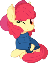Size: 5791x7574 | Tagged: safe, artist:cyanlightning, imported from derpibooru, apple bloom, earth pony, pony, .svg available, absurd resolution, adorabloom, blinking, clothes, cute, female, filly, looking at you, simple background, solo, sweater, transparent background, vector