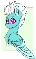 Size: 448x721 | Tagged: safe, artist:liefsong, imported from derpibooru, fleetfoot, pegasus, pony, beanbrows, bust, chest fluff, ear fluff, eyebrows, female, folded wings, looking at you, mare, simple background, smiling, solo, transparent background, wings