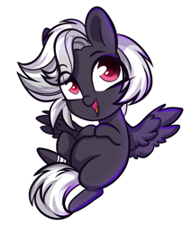 Size: 974x1141 | Tagged: safe, artist:cloud-fly, imported from derpibooru, oc, oc only, oc:meringue, pegasus, pony, chibi, eye clipping through hair, female, mare, simple background, solo, transparent background