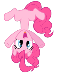 Size: 1920x2480 | Tagged: safe, artist:stellardust, derpibooru exclusive, imported from derpibooru, pinkie pie, earth pony, pony, the best night ever, .svg available, female, looking at you, mare, open mouth, simple background, smiling, solo, svg, transparent background, upside down, vector