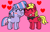 Size: 362x232 | Tagged: safe, artist:drypony198, imported from derpibooru, wind sprint, oc, oc:goldar glint, oc:golder glint, blush sticker, blushing, bowtie, canon x oc, cute, female, floating heart, heart, male, pink background, shipping, simple background, straight