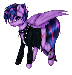Size: 1765x1831 | Tagged: safe, artist:11-shadow, imported from derpibooru, twilight sparkle, alicorn, pony, alternate hairstyle, clothes, collar, female, jacket, punk, punklight sparkle, simple background, solo, spiked collar, transparent background, twilight sparkle (alicorn)