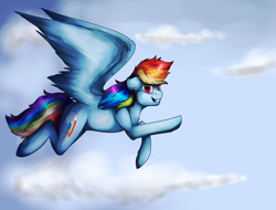 Size: 4133x3141 | Tagged: safe, artist:11-shadow, imported from derpibooru, rainbow dash, pegasus, pony, cloud, female, flying, sky, solo