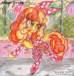 Size: 2179x2237 | Tagged: safe, artist:magnifsunspiration, imported from derpibooru, oc, oc only, oc:tangerine jellybean, earth pony, pony, apron, clothes, female, mare, polka dots, solo