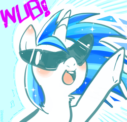 Size: 780x750 | Tagged: safe, artist:mirululu, imported from derpibooru, dj pon-3, vinyl scratch, pony, unicorn, female, mare, neck fluff, open mouth, solo, sunglasses, wub