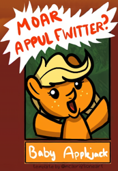 Size: 612x884 | Tagged: safe, alternate version, artist:ladyanidraws, imported from derpibooru, applejack, baby applejack, earth pony, pony, baby, babyjack, bust, female, filly, foal, freckles, hat, open mouth, solo, talking, younger