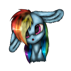 Size: 1000x1000 | Tagged: safe, artist:11-shadow, imported from derpibooru, rainbow dash, pegasus, pony, big ears, bust, cute, female, floppy ears, simple background, solo, transparent background