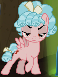 Size: 634x845 | Tagged: safe, imported from derpibooru, screencap, cozy glow, pegasus, pony, frenemies (episode), better way to be bad, cozy glow is not amused, cropped, female, filly, foal, lidded eyes, spotlight