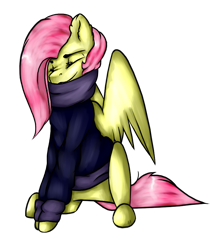 Size: 673x775 | Tagged: safe, artist:11-shadow, imported from derpibooru, fluttershy, pegasus, pony, clothes, cold, eyes closed, female, simple background, sitting, solo, sweater, transparent background