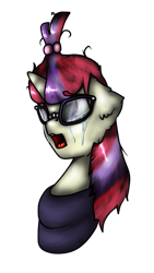 Size: 383x677 | Tagged: safe, artist:11-shadow, imported from derpibooru, moondancer, pony, unicorn, bust, crying, female, open mouth, simple background, solo, transparent background