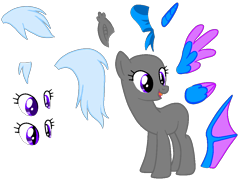 Size: 1054x785 | Tagged: safe, artist:intfighter, imported from derpibooru, oc, oc only, earth pony, pony, bald, base, bat wings, clothes, earth pony oc, eye, eyelashes, eyes, horn, looking back, open mouth, scarf, simple background, smiling, solo, transparent background, two toned wings, wings