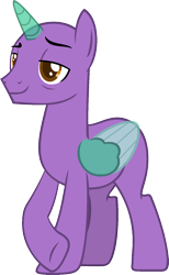 Size: 984x1595 | Tagged: safe, artist:pegasski, imported from derpibooru, oc, oc only, alicorn, pony, the parent map, alicorn oc, bald, base, horn, male, raised hoof, simple background, smiling, solo, stallion, transparent background, two toned wings, underhoof, wings