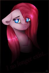 Size: 915x1371 | Tagged: safe, artist:11-shadow, imported from derpibooru, pinkie pie, earth pony, pony, bust, female, glowing eyes, pinkamena diane pie, solo