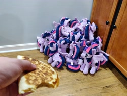 Size: 4608x3456 | Tagged: safe, imported from derpibooru, photographer:sometwifag, twilight sparkle, alicorn, human, pony, 4de, abuse, female, food, hand, irl, male, mare, multeity, photo, photography, plushie, pure unfiltered evil, quesadilla, scared, scaring, self ponidox, sparkle sparkle sparkle, they're just so cheesy, turophobia, twilight sparkle (alicorn), twilight sparkle plushie, twilybuse, you monster