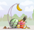 Size: 1827x1609 | Tagged: safe, alternate version, artist:dsp2003, imported from derpibooru, kiwi, apple, banana, banana peel, cloud, commission, food, fruit, fruit basket, kiwi fruit, mango, no pony, not pony related, orange, pineapple, signature, watermelon