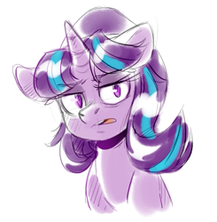 Size: 723x737 | Tagged: artist needed, source needed, safe, imported from derpibooru, starlight glimmer, pony, unicorn, colored sketch, looking at you, s5 starlight, simple background, solo, white background