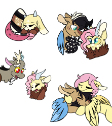 Size: 1284x1452 | Tagged: safe, artist:greyestgray, imported from derpibooru, discord, fluttershy, oc, oc:gossamer, oc:tune, draconequus, hybrid, pony, baby draconequus, egg, interspecies offspring, offspring, parent:discord, parent:fluttershy, parents:discoshy, simple background, transparent background