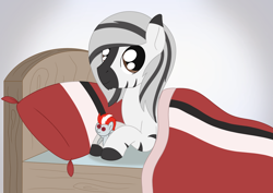 Size: 2220x1574 | Tagged: safe, artist:dyonys, imported from derpibooru, oc, oc:nik, zebra, bed, ducati, male, plushie, stallion