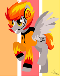 Size: 3900x4886 | Tagged: safe, artist:samsailz, imported from derpibooru, oc, pegasus, pony, grin, headphones, lineless, smiling