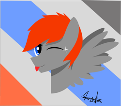 Size: 3824x3328 | Tagged: safe, artist:samsailz, imported from derpibooru, oc, oc only, pegasus, pony, :p, lineless, one eye closed, pegasus oc, solo, tongue out, wings, wink