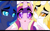 Size: 3301x2063 | Tagged: safe, artist:burnedpigeon, imported from derpibooru, daybreaker, nightmare moon, princess cadance, alicorn, pony, alicorn triarchy, blushing, colored pupils, female, mare, open mouth