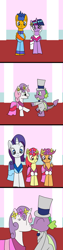 Size: 1024x4096 | Tagged: safe, artist:platinumdrop, imported from derpibooru, apple bloom, flash sentry, rarity, scootaloo, spike, sweetie belle, twilight sparkle, alicorn, clothes, comic, cutie mark crusaders, dress, female, flashlight, flower filly, flower girl, flower girl dress, hat, kissing, male, marriage, request, shipping, spikebelle, straight, top hat, tuxedo, twilight sparkle (alicorn), wedding, wedding dress