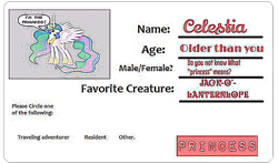 Size: 1519x899 | Tagged: safe, imported from derpibooru, princess celestia, canterlot falls, eyestrain warning, id, id card, needs more jpeg, needs more saturation, youtube link