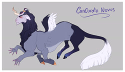 Size: 2332x1340 | Tagged: safe, artist:yozora122, imported from derpibooru, oc, oc only, oc:concordia novus, draconequus, hybrid, ethereal mane, interspecies offspring, male, multiple limbs, offspring, parent:discord, parent:twilight sparkle, parents:discolight, solo, starry mane