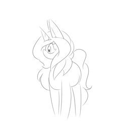 Size: 1000x1000 | Tagged: safe, artist:kaggy009, imported from derpibooru, oc, oc only, oc:peppermint pattie (unicorn), pony, unicorn, ask peppermint pattie, female, mare, monochrome, simple background, solo, white background