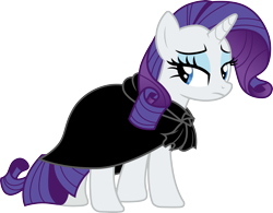 Size: 3847x3000 | Tagged: safe, artist:cloudy glow, artist:cloudyglow, imported from derpibooru, rarity, pony, unicorn, green isn't your color, .ai available, black cloak, cape, cloak, clothes, simple background, solo, transparent background, vector