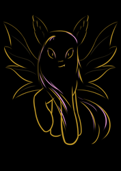 Size: 2480x3508 | Tagged: safe, artist:laykeen, imported from derpibooru, fluttershy, bat pony, pony, bat ponified, black background, flutterbat, full body, halloween, holiday, minimalist, modern art, race swap, simple background, spooky