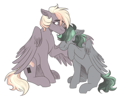 Size: 3000x2400 | Tagged: safe, artist:kikirdcz, imported from derpibooru, oc, oc only, oc:hazel skies, oc:misty, pegasus, pony, crying, female, mare, simple background, transparent background