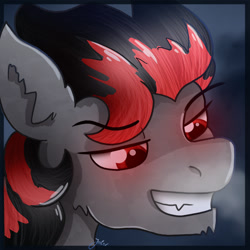 Size: 571x571 | Tagged: safe, artist:jesterpi, imported from derpibooru, oc, oc:broken flare, dracony, dragon, hybrid, pony, breath, cloud, cloudy, cropped porn, glowing eyes, profile picture, smiling, smirk