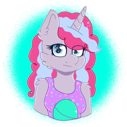 Size: 1000x1000 | Tagged: safe, artist:oliviatheangelfox, imported from derpibooru, oc, oc only, anthro, unicorn, bust, clothes, female, horn, simple background, solo, transparent background, unicorn oc