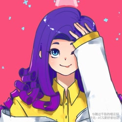 Size: 736x735 | Tagged: safe, artist:刚过千粉的噬云轩, imported from derpibooru, rarity, human, anime, clothes, female, hand on head, humanized, looking at you, one eye closed, shirt, smiling at you, solo, tongue out, wink