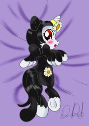 Size: 1555x2199 | Tagged: safe, artist:stormythetrooper, imported from derpibooru, alicorn, pony, animaniacs, blushing, body pillow, butt, dot warner, looking back, lying down, open mouth, plot, ponified, prone, underhoof