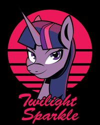 Size: 2400x3000 | Tagged: safe, artist:samoht-lion, imported from derpibooru, twilight sparkle, pony, bust, female, mare, portrait, solo, synthwave