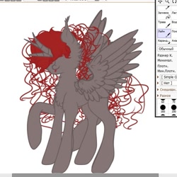 Size: 647x648 | Tagged: safe, artist:nel_liddell, imported from derpibooru, oc, oc only, pony, :p, hair over eyes, horn, multiple horns, multiple limbs, raised hoof, solo, tongue out