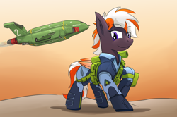 Size: 3538x2348 | Tagged: safe, artist:buckweiser, imported from derpibooru, oc, oc only, pegasus, pony, female, mare, solo, thunderbird 2, thunderbirds