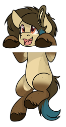 Size: 797x1516 | Tagged: safe, artist:rokosmith26, imported from derpibooru, oc, oc only, oc:layla crow, earth pony, pony, belly, cute, female, filly, freckles, hanging, happy, hoof fluff, looking up, open mouth, short hair, short mane, simple background, solo, tail, transparent background, younger