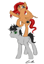Size: 1200x1728 | Tagged: safe, artist:huckleberrypony, imported from derpibooru, oc, oc only, oc:gingersnap, oc:silver star, fanfic:friendship is optimal, female, male, shipping, straight