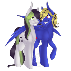 Size: 3500x3500 | Tagged: safe, artist:phoenixfvck, imported from derpibooru, oc, oc only, oc:degrano melody, oc:thunder lightning, earth pony, pegasus, pony, looking at each other, simple background, transparent background